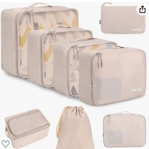 BAGAIL 8 Set Packing Cubes Luggage Organizers for Travel Accessories Cream